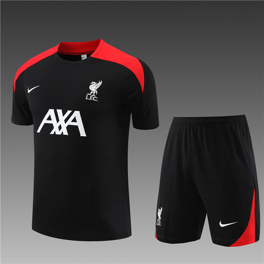 Liverpool Short Sleeve Training Suit - Black & Red