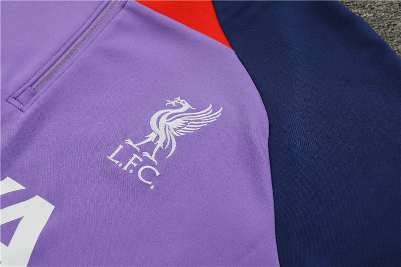 Liverpool Long Sleeve Training Suit - Light Purple, Dark Blue & Red