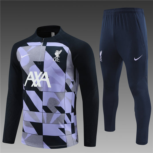 Liverpool Long Sleeve Training Suit - Light purple, black & grey