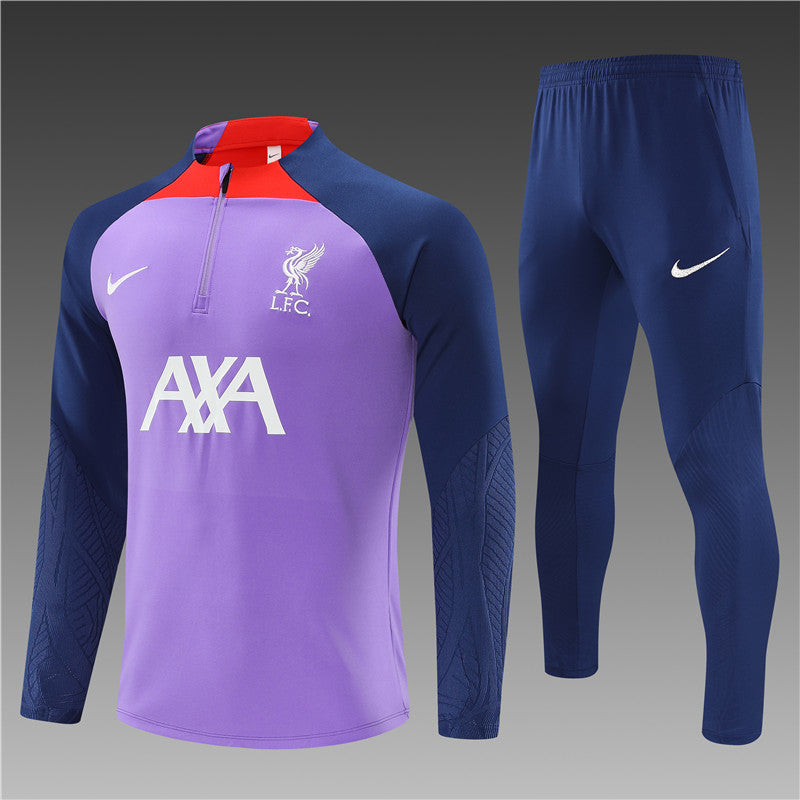 Liverpool Long Sleeve Training Suit - Light Purple, Dark Blue & Red